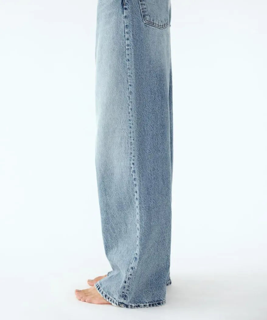 Madeleine™ - Jean coupe large taille haute asymétrique