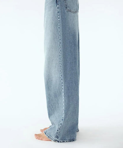 Madeleine™ - Jean coupe large taille haute asymétrique