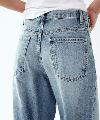 Madeleine™ - Jean coupe large taille haute asymétrique