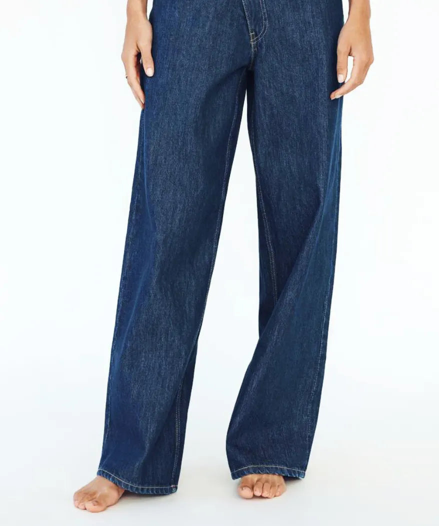Madeleine™ - Jean coupe large taille haute asymétrique