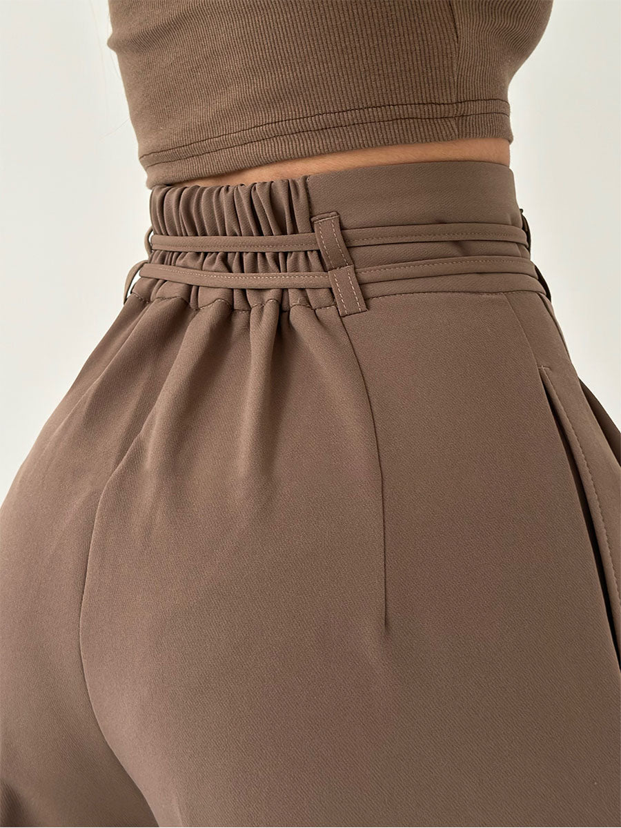 Elena™ - Pantalon taille haute avec ceinture ajustable