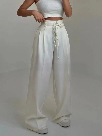 Elena™ - Pantalon taille haute avec ceinture ajustable