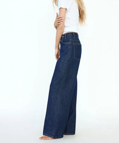 Madeleine™ - Jean coupe large taille haute asymétrique