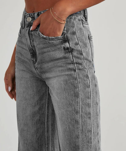 Sandra™ - Jean coupe droite ourlet effiloché