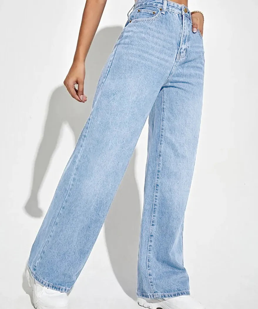 Julia™ - Jean en denim coupe droite taille haute