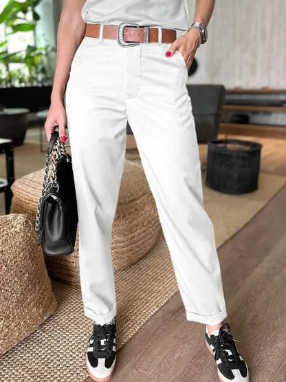Elyna™ - Pantalon galbant rayé pour femme