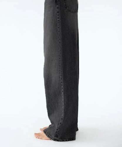 Madeleine™ - Jean coupe large taille haute asymétrique