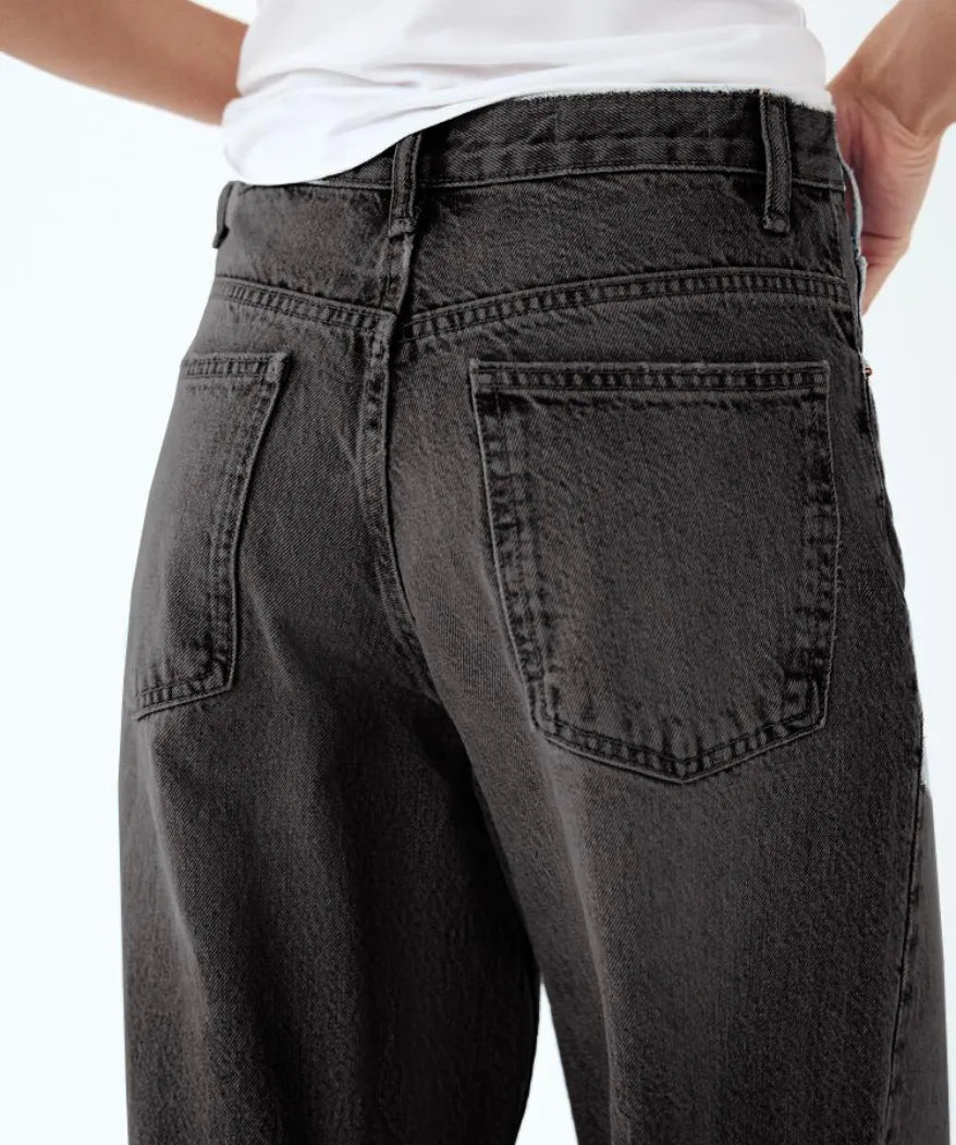 Madeleine™ - Jean coupe large taille haute asymétrique