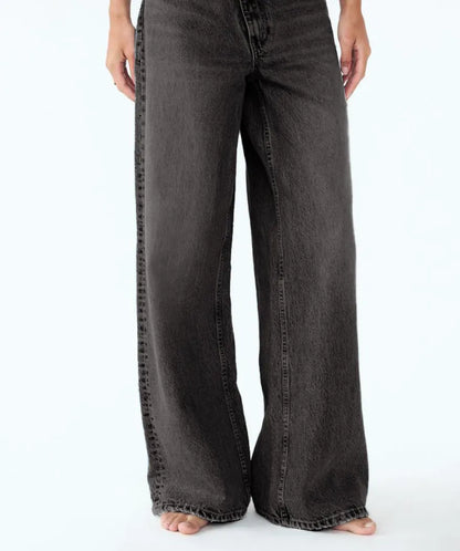 Madeleine™ - Jean coupe large taille haute asymétrique